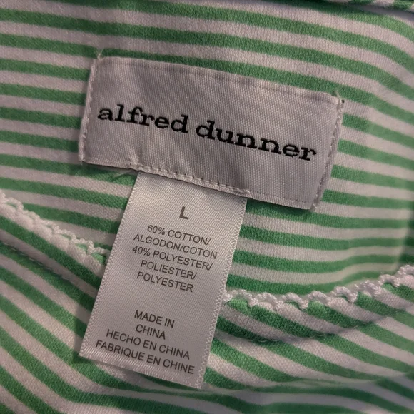 ALFRED DUNNER Short Sleeve Shirt,Lime Green Stripe w/sequin butterfly,Sz L,NWT! - Picture 4 of 8